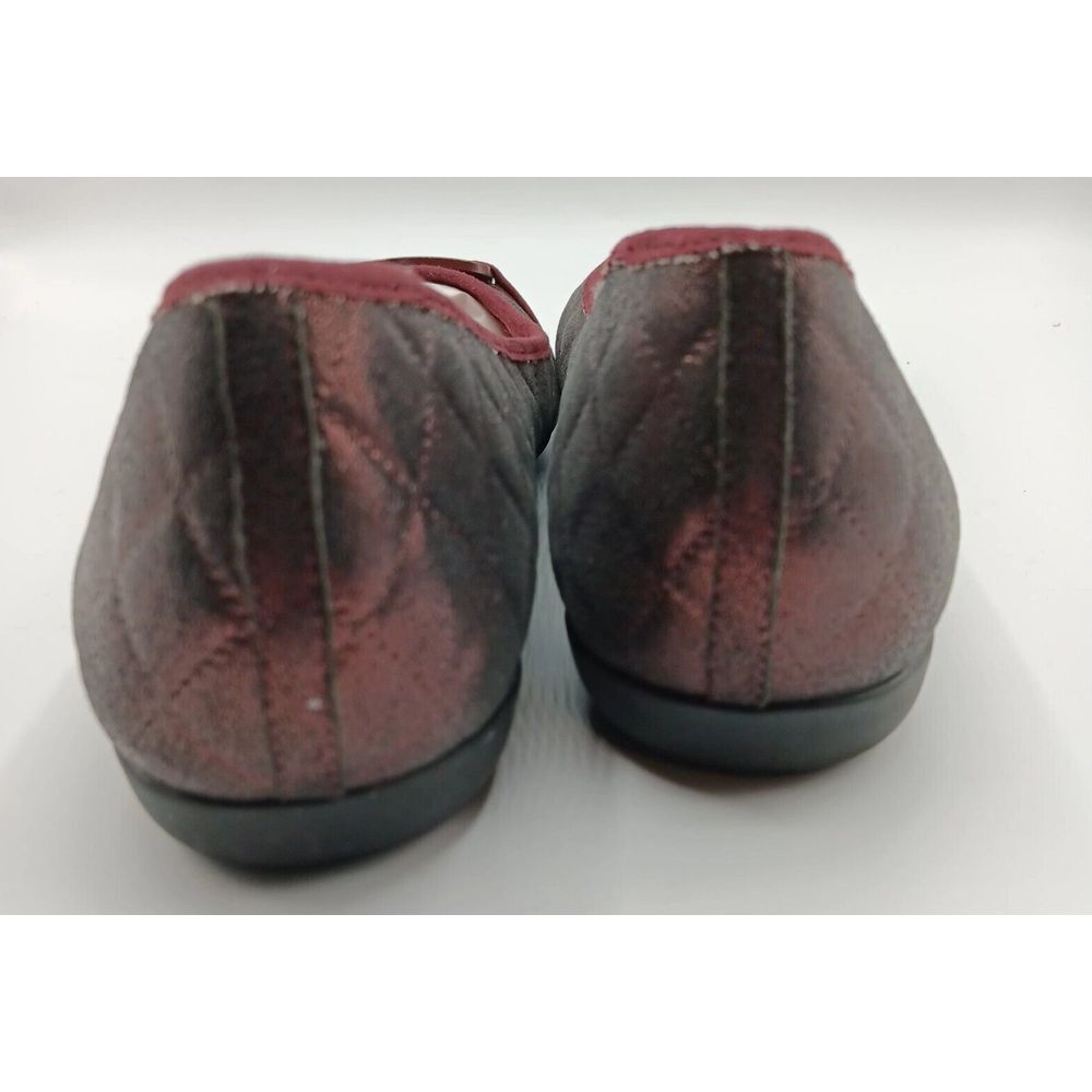Trotters Burgundy Quilted Sparkle Ballet Square Shoes 9M - Picture 3 of 8